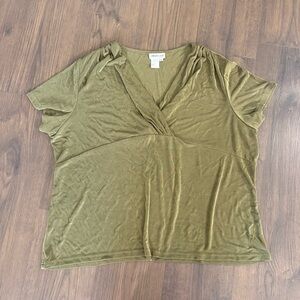 Coldwater Creek Plus Size Olive Short Sleeve Top Size 3X